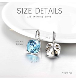 Sterling Silver Leverback Earrings Embellished with Crystals from Austria, Hypoallergenic Cushion Cut Square Crystal Earrings...