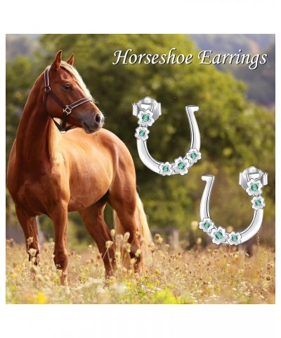 Horseshoe Earrings 925 Sterling Silver Sunflower Horseshoe Studs Jewelry for Women Girls Horseshoe Stud $10.66 Earrings