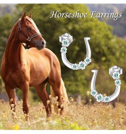 Horseshoe Earrings 925 Sterling Silver Sunflower Horseshoe Studs Jewelry for Women Girls Horseshoe Stud $10.66 Earrings