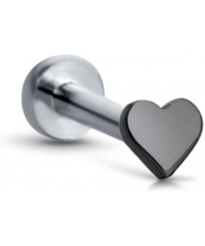 Titanium Labret Monroe Ear Cartilage Threadless Push Pin Nose Stud Heart Choose Your Color, Size & Gauge Black-20G-5/32" Post...