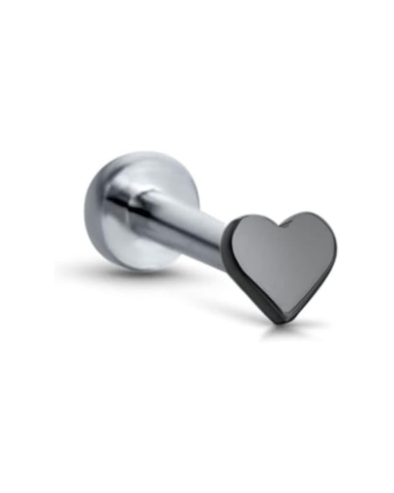 Titanium Labret Monroe Ear Cartilage Threadless Push Pin Nose Stud Heart Choose Your Color, Size & Gauge Black-20G-5/32" Post...