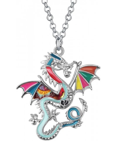 Enamel Dragon Necklace Pendant 20 Inch Chain for Women Girls Jewelry Gifts Arctic $9.34 Necklaces