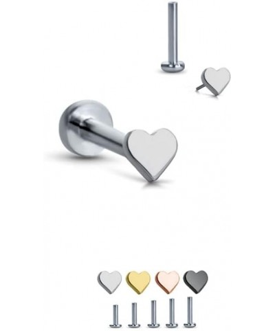 Titanium Labret Monroe Ear Cartilage Threadless Push Pin Nose Stud Heart Choose Your Color, Size & Gauge Black-20G-5/32" Post...