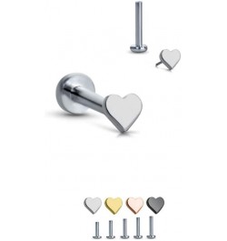 Titanium Labret Monroe Ear Cartilage Threadless Push Pin Nose Stud Heart Choose Your Color, Size & Gauge Black-20G-5/32" Post...