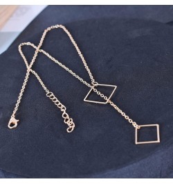 Boho Square Y Necklace Choker Chain Gold Square Lariat Necklace Minimalist Hollow Square Pendant Necklace Statement Square Co...