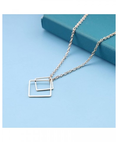 Boho Square Y Necklace Choker Chain Gold Square Lariat Necklace Minimalist Hollow Square Pendant Necklace Statement Square Co...