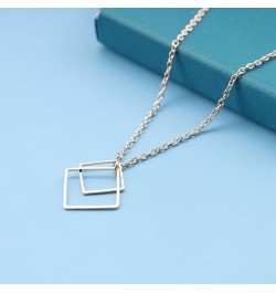 Boho Square Y Necklace Choker Chain Gold Square Lariat Necklace Minimalist Hollow Square Pendant Necklace Statement Square Co...