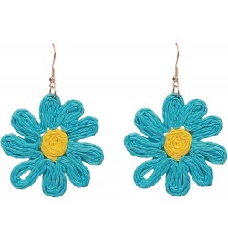 Flower Rattan Earrings Summer Boho Raffia Sunflower Dangle Earrings for Women Girls Handmade Lightweight Dasily Straw Wicker ...