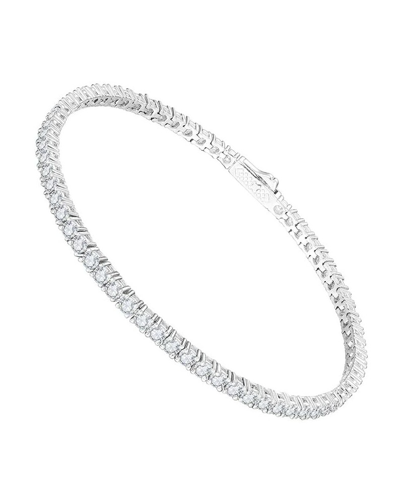 Moissanite Tennis Bracelet For Women and Men in 18K White Gold Over Silver Comes With Gift Box 3mm 7 $53.01 Bracelets