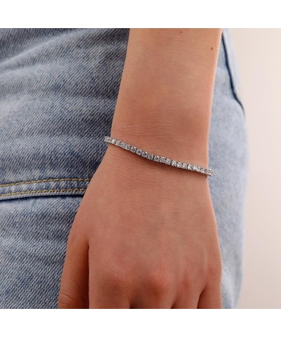 Moissanite Tennis Bracelet For Women and Men in 18K White Gold Over Silver Comes With Gift Box 3mm 7 $53.01 Bracelets