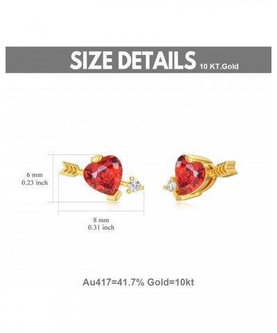 10K Yellow Gold 4mm Red Created Moissanite Stud Earrings, 10K Real Gold Heart cut Moissanite Earrings For Women Girls $46.00 ...