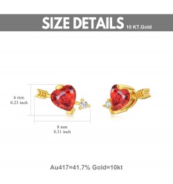 10K Yellow Gold 4mm Red Created Moissanite Stud Earrings, 10K Real Gold Heart cut Moissanite Earrings For Women Girls $46.00 ...