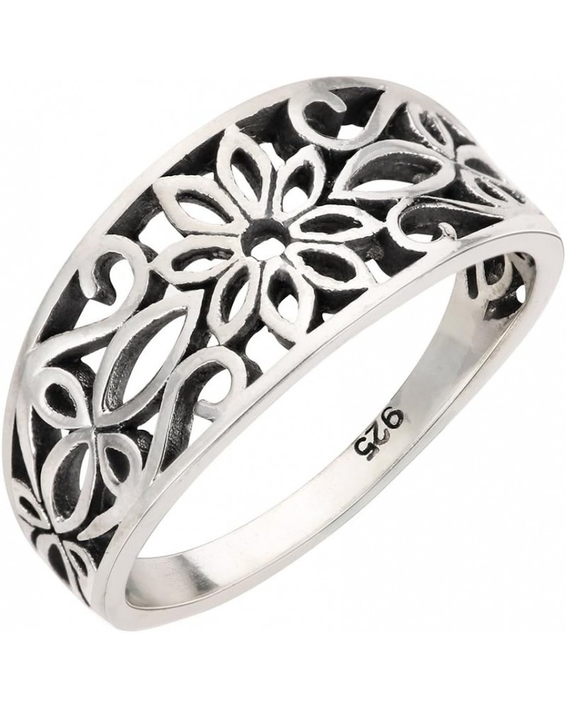 925 Sterling Silver Antique Filigree Design Floral Ring (Sizes 4-15) $10.86 Rings