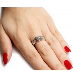 925 Sterling Silver Antique Filigree Design Floral Ring (Sizes 4-15) $10.86 Rings