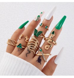 Goth Punk Snake Butterfly Heart Gold Rings Set for Girls Women Boho Joint Finger Midi Rings Stacking Rings Pack for Gift colo...