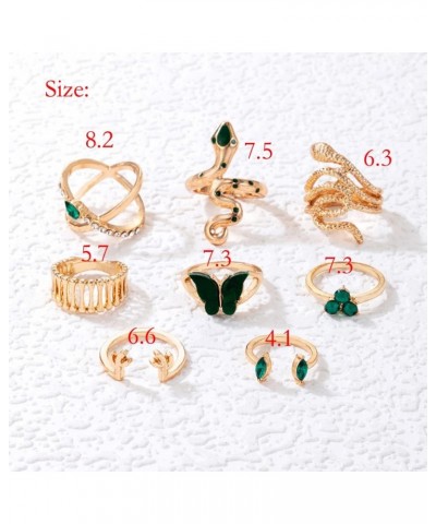 Goth Punk Snake Butterfly Heart Gold Rings Set for Girls Women Boho Joint Finger Midi Rings Stacking Rings Pack for Gift colo...