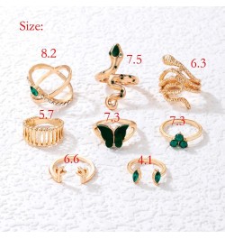 Goth Punk Snake Butterfly Heart Gold Rings Set for Girls Women Boho Joint Finger Midi Rings Stacking Rings Pack for Gift colo...