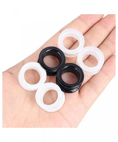 2PCS-6PCS Black Clear White Thick Silicone Tunnels Flexible Ear Skin Hollow Gauges for Ear Piercing 4g-1 inch 3 pairs 13/16"(...