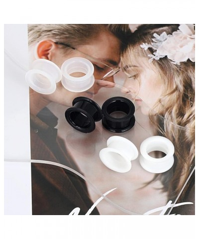 2PCS-6PCS Black Clear White Thick Silicone Tunnels Flexible Ear Skin Hollow Gauges for Ear Piercing 4g-1 inch 3 pairs 13/16"(...