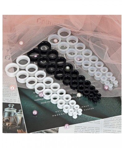 2PCS-6PCS Black Clear White Thick Silicone Tunnels Flexible Ear Skin Hollow Gauges for Ear Piercing 4g-1 inch 3 pairs 13/16"(...