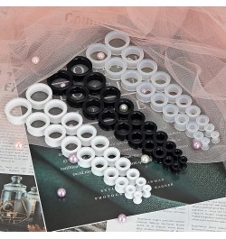 2PCS-6PCS Black Clear White Thick Silicone Tunnels Flexible Ear Skin Hollow Gauges for Ear Piercing 4g-1 inch 3 pairs 13/16"(...