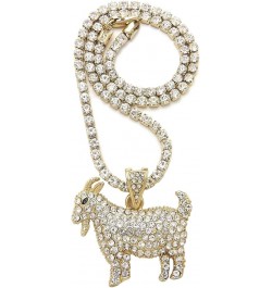 Stone Stud Goat Pendant with 3.5" Rhinestone Chain Necklace Gold-Tone 18.0 Inches $14.70 Necklaces