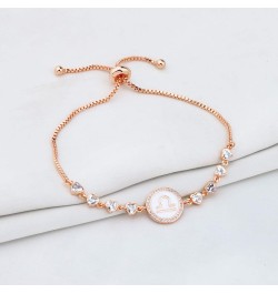 Rose Gold Zodiac Sign Adjustable Bracelet Birthday Gift for Women Girls Zodiac Bracelet 12 Constellation Bracelet Libra Brace...