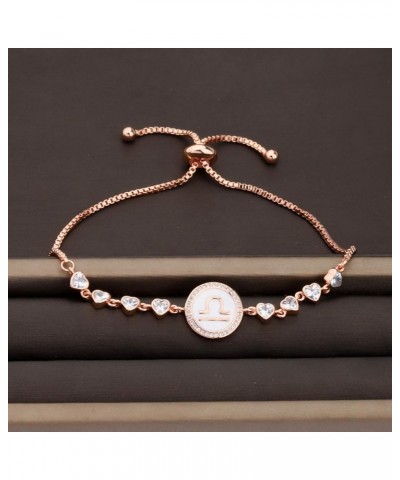 Rose Gold Zodiac Sign Adjustable Bracelet Birthday Gift for Women Girls Zodiac Bracelet 12 Constellation Bracelet Libra Brace...