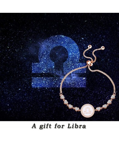 Rose Gold Zodiac Sign Adjustable Bracelet Birthday Gift for Women Girls Zodiac Bracelet 12 Constellation Bracelet Libra Brace...