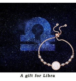 Rose Gold Zodiac Sign Adjustable Bracelet Birthday Gift for Women Girls Zodiac Bracelet 12 Constellation Bracelet Libra Brace...