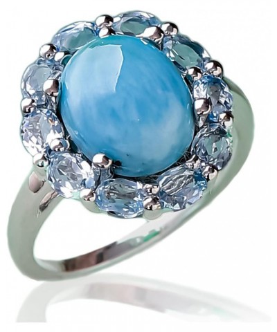 5.43 ct. t.w. Larimar Blue Topaz Solid 925 Sterling Silver Flower Cluster Ring $25.36 Rings