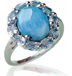 5.43 ct. t.w. Larimar Blue Topaz Solid 925 Sterling Silver Flower Cluster Ring $25.36 Rings