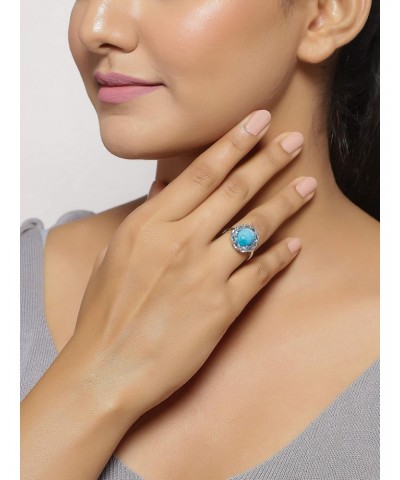 5.43 ct. t.w. Larimar Blue Topaz Solid 925 Sterling Silver Flower Cluster Ring $25.36 Rings