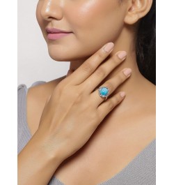 5.43 ct. t.w. Larimar Blue Topaz Solid 925 Sterling Silver Flower Cluster Ring $25.36 Rings