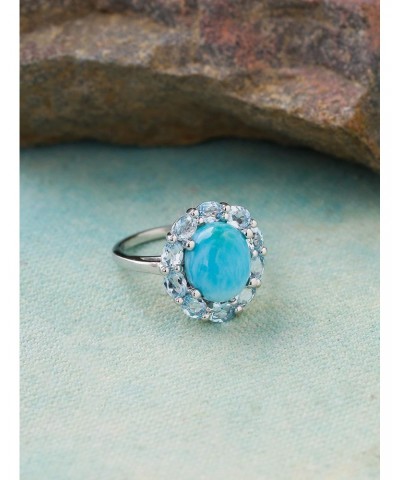 5.43 ct. t.w. Larimar Blue Topaz Solid 925 Sterling Silver Flower Cluster Ring $25.36 Rings