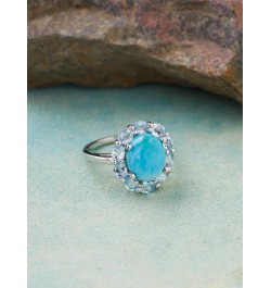 5.43 ct. t.w. Larimar Blue Topaz Solid 925 Sterling Silver Flower Cluster Ring $25.36 Rings