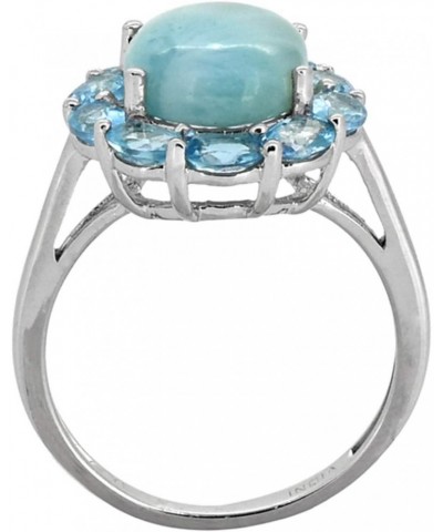 5.43 ct. t.w. Larimar Blue Topaz Solid 925 Sterling Silver Flower Cluster Ring $25.36 Rings