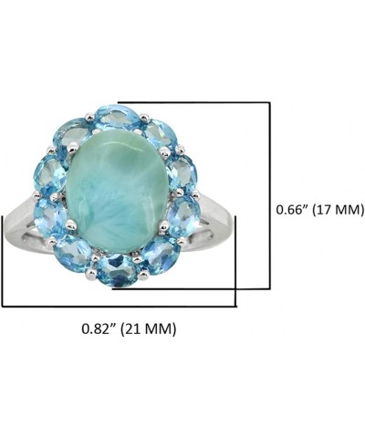 5.43 ct. t.w. Larimar Blue Topaz Solid 925 Sterling Silver Flower Cluster Ring $25.36 Rings