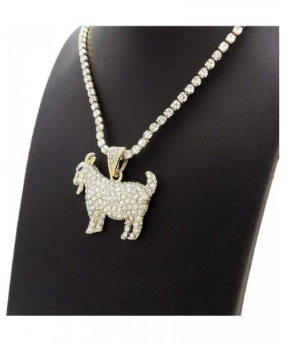 Stone Stud Goat Pendant with 3.5" Rhinestone Chain Necklace Gold-Tone 18.0 Inches $14.70 Necklaces