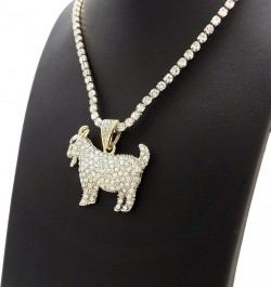 Stone Stud Goat Pendant with 3.5" Rhinestone Chain Necklace Gold-Tone 18.0 Inches $14.70 Necklaces