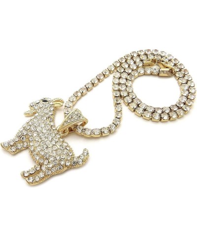 Stone Stud Goat Pendant with 3.5" Rhinestone Chain Necklace Gold-Tone 18.0 Inches $14.70 Necklaces