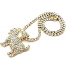 Stone Stud Goat Pendant with 3.5" Rhinestone Chain Necklace Gold-Tone 18.0 Inches $14.70 Necklaces