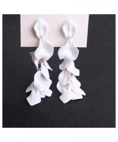 Long Acrylic Rose Petal Drop Dangle Earrings Bohemian Resin Flower Statement Earrings for Women Women N05 White $7.94 Earrings