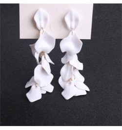 Long Acrylic Rose Petal Drop Dangle Earrings Bohemian Resin Flower Statement Earrings for Women Women N05 White $7.94 Earrings