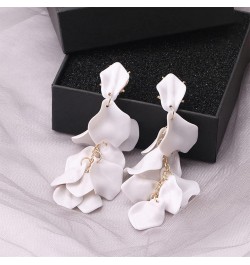 Long Acrylic Rose Petal Drop Dangle Earrings Bohemian Resin Flower Statement Earrings for Women Women N05 White $7.94 Earrings