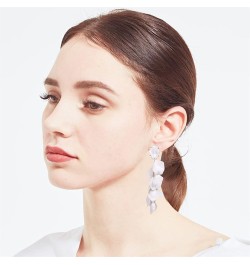 Long Acrylic Rose Petal Drop Dangle Earrings Bohemian Resin Flower Statement Earrings for Women Women N05 White $7.94 Earrings