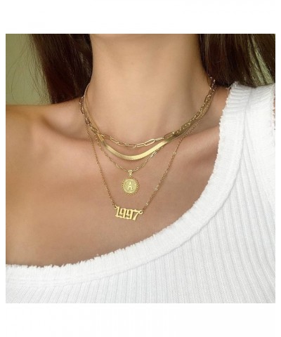 Gold Initial A-Z Letter Necklace for Women Layered Choker Paperclip Chain Coin Pendant Necklace for Girls 18+2 Inch Choker 14...