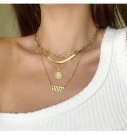 Gold Initial A-Z Letter Necklace for Women Layered Choker Paperclip Chain Coin Pendant Necklace for Girls 18+2 Inch Choker 14...