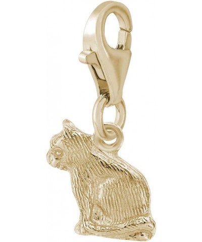 Cat Charm with Lobster Claw Clasp, Charms for Bracelets and Necklaces Yellow Gold $18.70 Bracelets