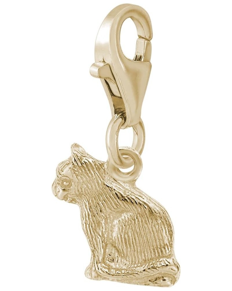 Cat Charm with Lobster Claw Clasp, Charms for Bracelets and Necklaces Yellow Gold $18.70 Bracelets